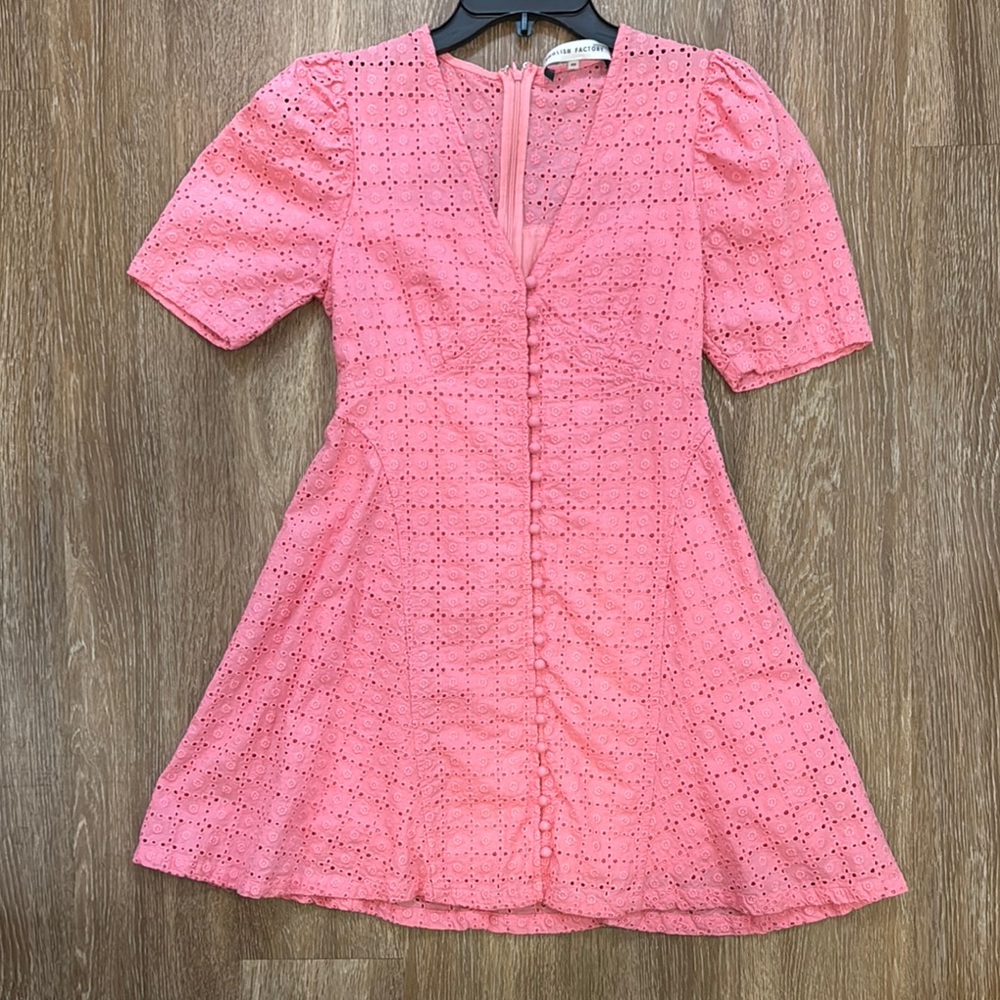 English Factory Pink Puff Sleeve Mini Dress